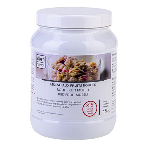 Dietisnack Muesli fruits rouges riche en protéines, Vegan, sans huile de  palme. Pot 450g